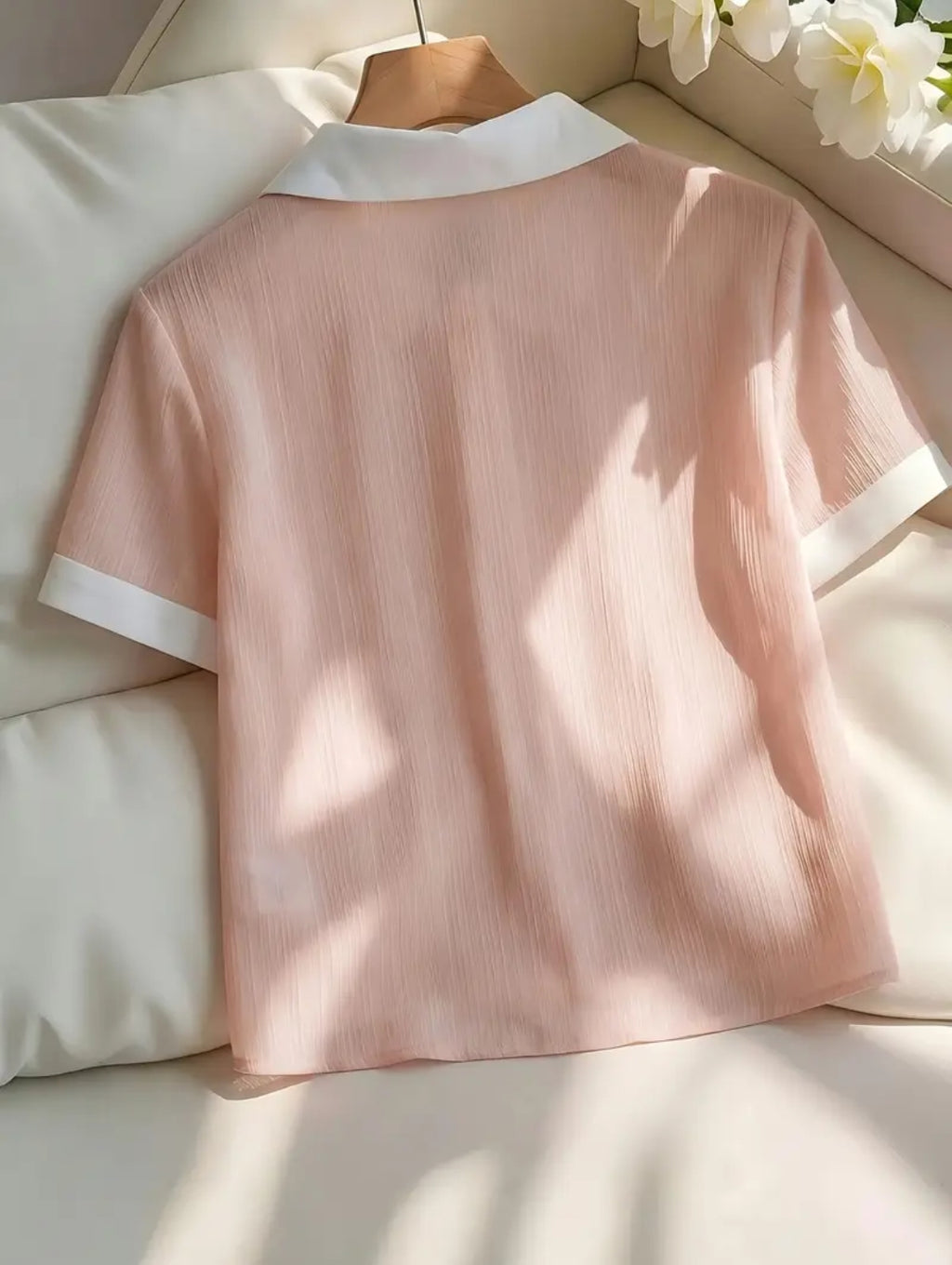 Elegant Chiffon Contrast Blouse Korean Style | Premium Top