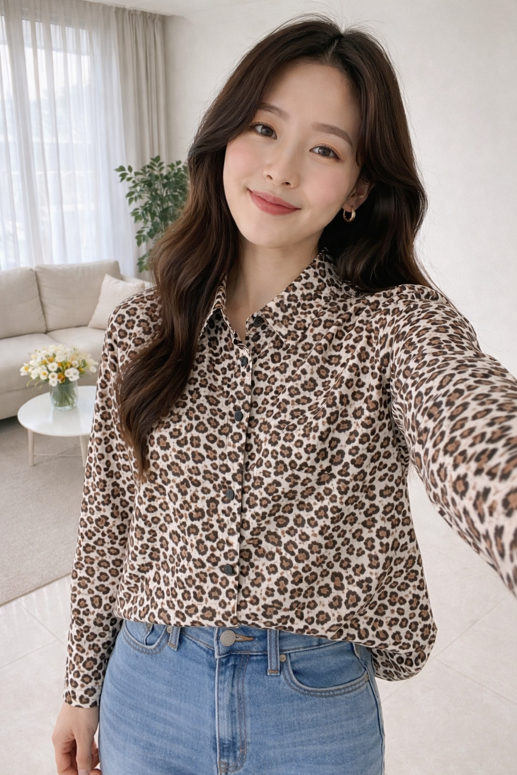 Korean Beige Leopard Print Shirt | Western Wear