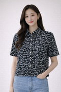 Korean Abstract Letter Print Top | Western Wear