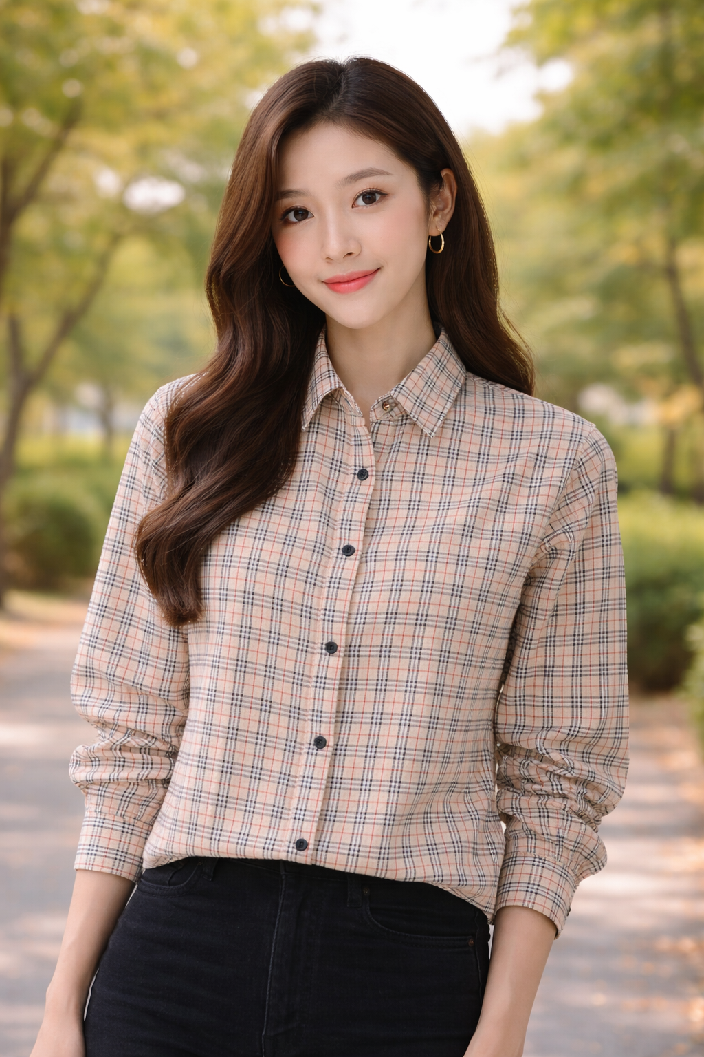 Korean Classic Beige Checkered Shirt | Western Wear