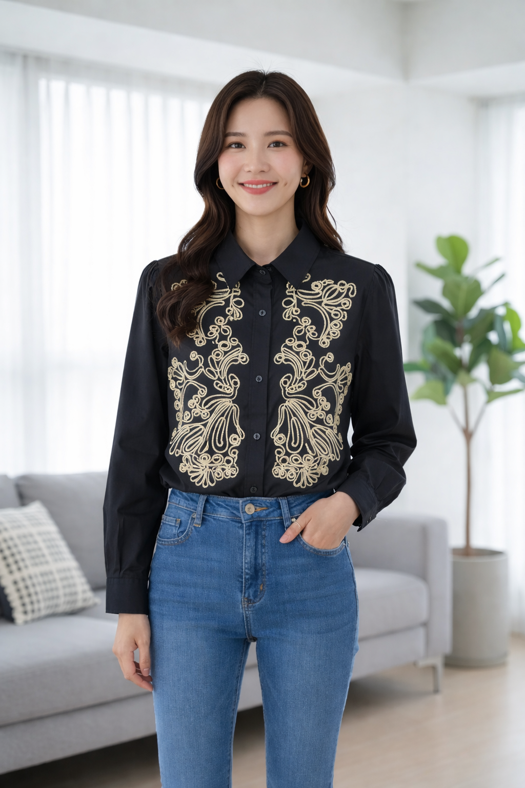 Korean Embroidered Shirt for Women | Western Wear