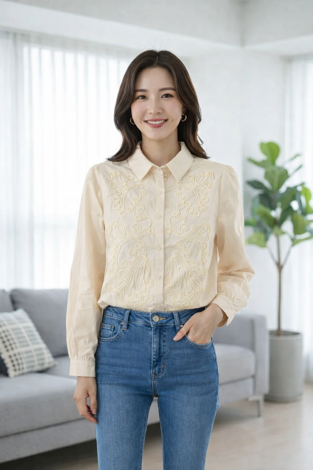 Korean Embroidered Shirt for Women | Western Wear