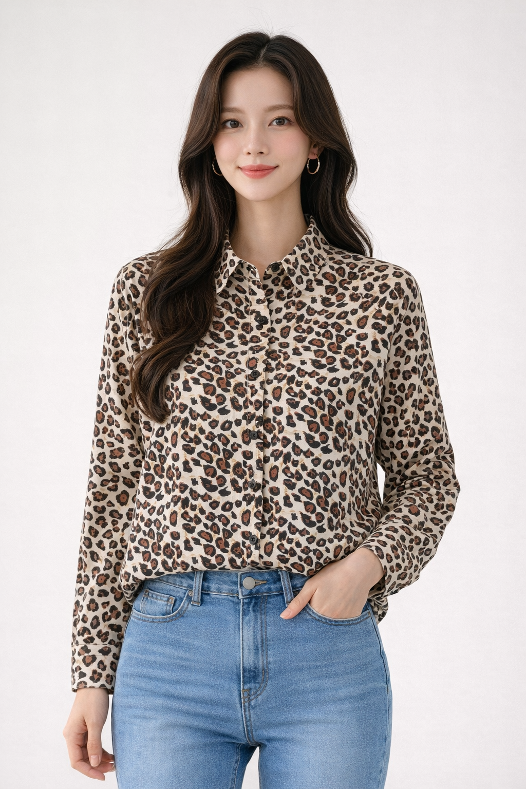Korean Beige Leopard Print Shirt | Western Wear