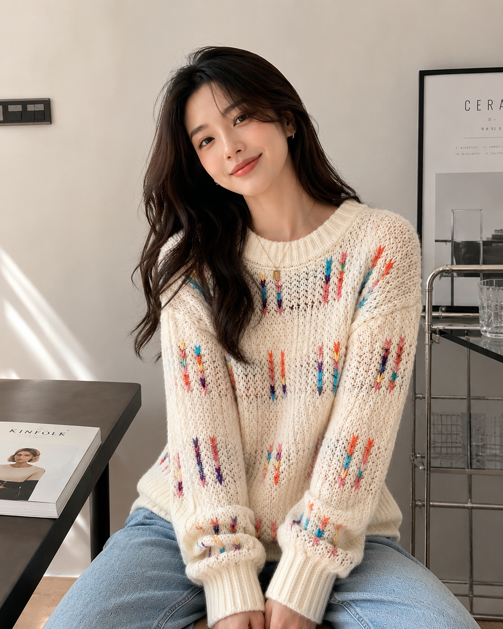 Elegant Rainbow Knit Premium Sweater