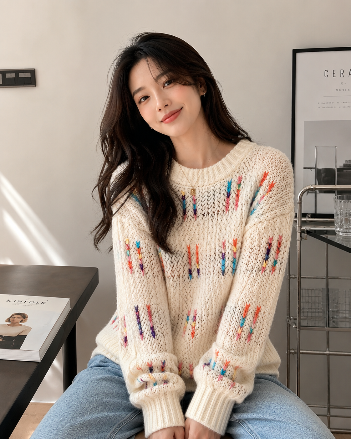 Elegant Rainbow Knit Premium Sweater