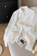 Korean Style Top Blouse Elegant Embroidery Casual Shirt | Premium Floral Top