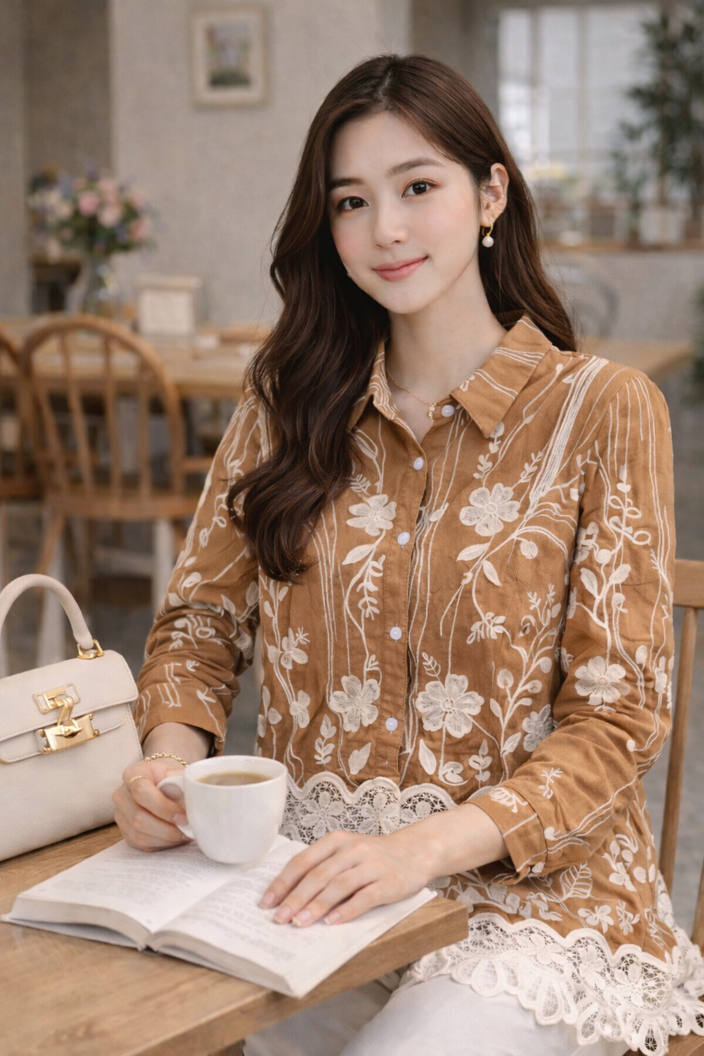 Elegant Korean Embroidered Lace Shirt | Premium Floral Top for Women | 5 Colors
