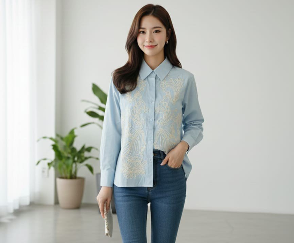 Korean Embroidered Shirt for Women | Western Wear