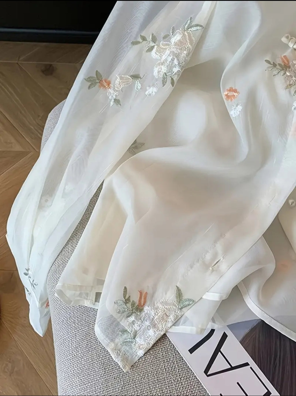 Korean Style Top Blouse Elegant Embroidery Casual Shirt | Premium Floral Top