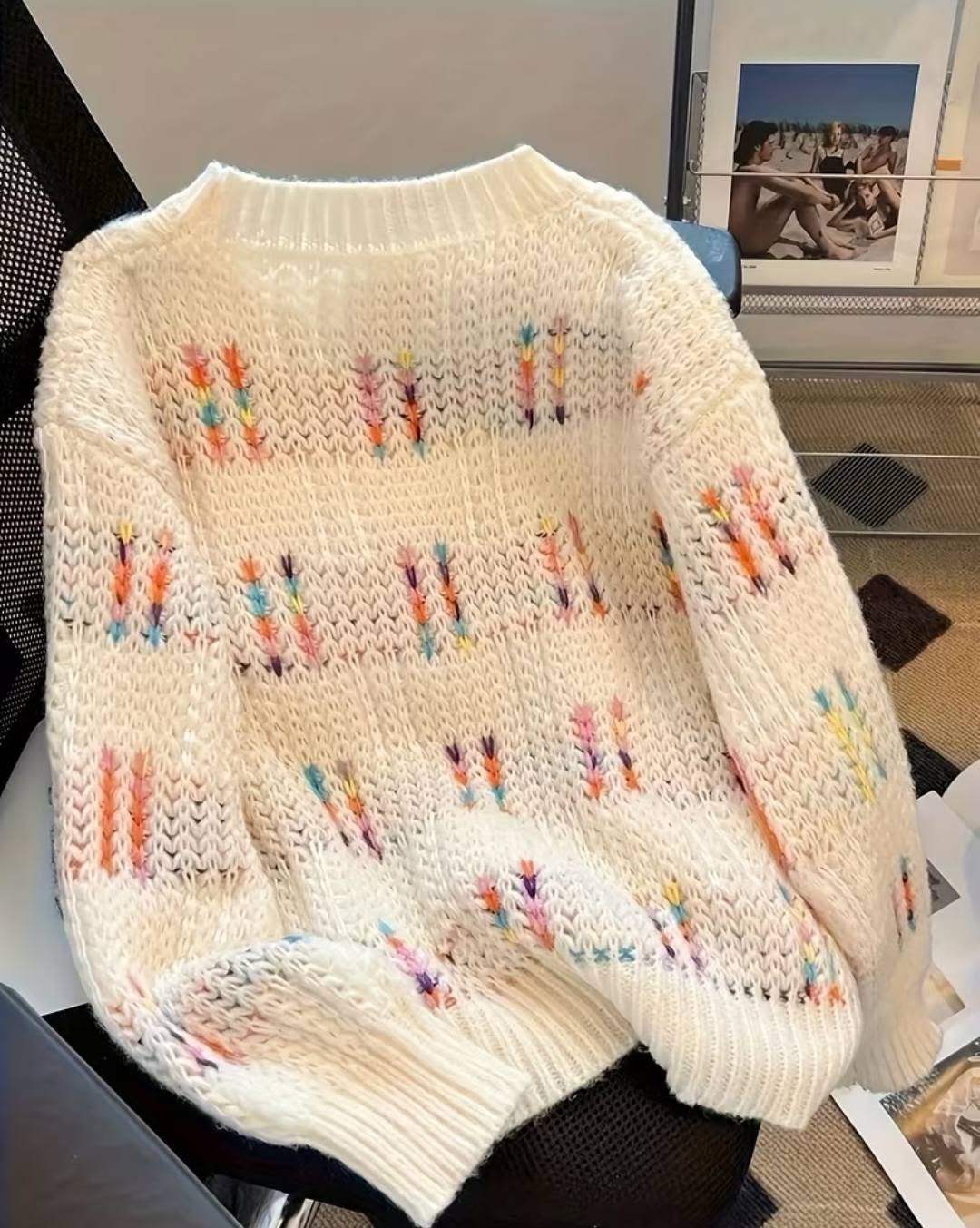 Elegant Rainbow Knit Premium Sweater