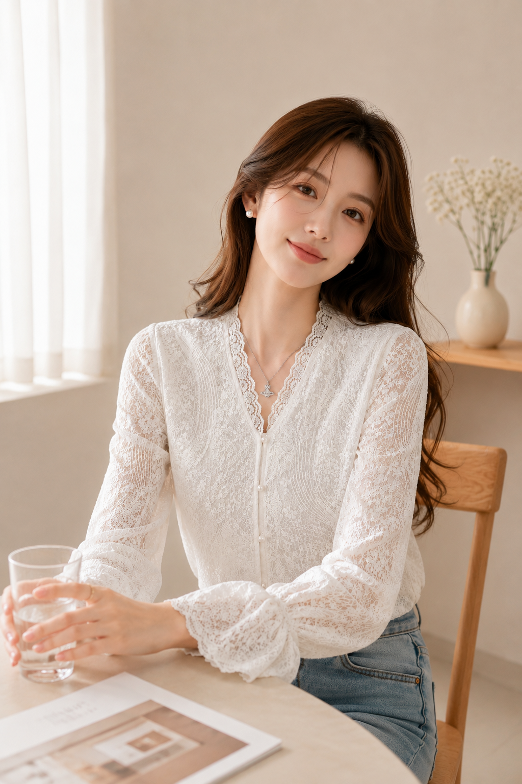 Floral Lace Top Korean Style | Premium Top