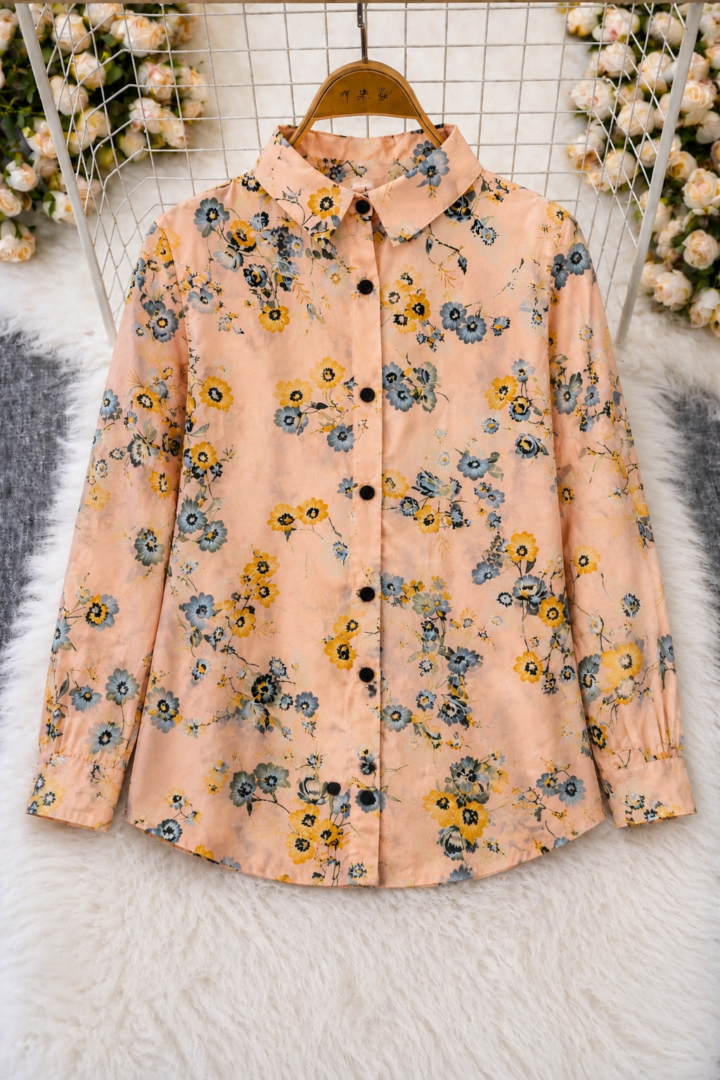 Korean Blush Pink Floral Top | Western Wear