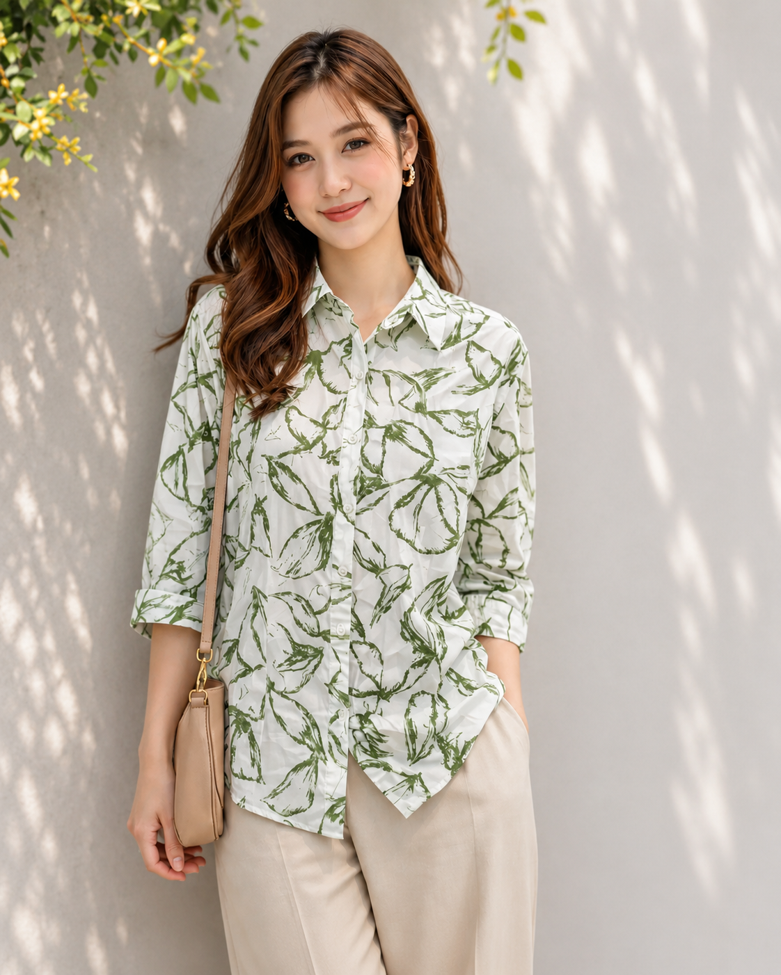 Korean Leaf Print Shirt | Western Wear
