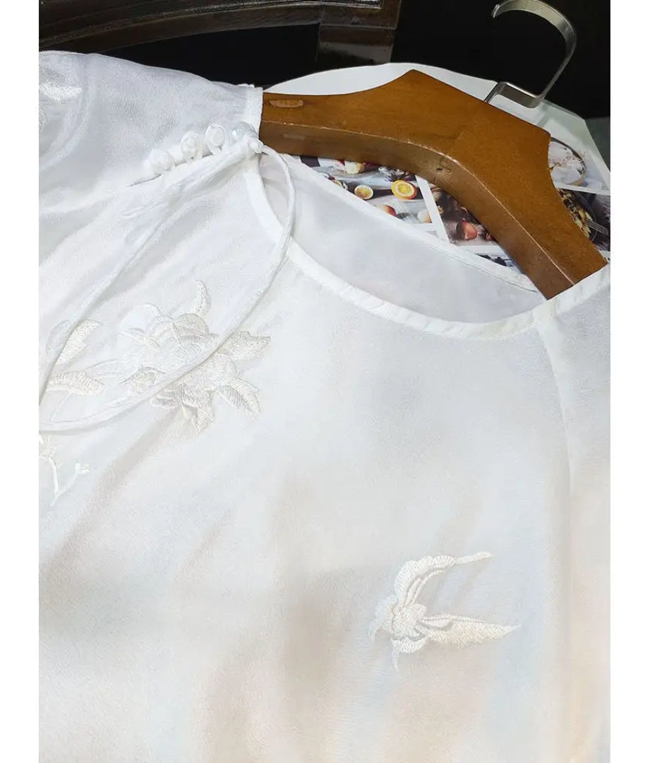 Embroidered Bell Sleeve Top – Soft Lightweight Casual Chic