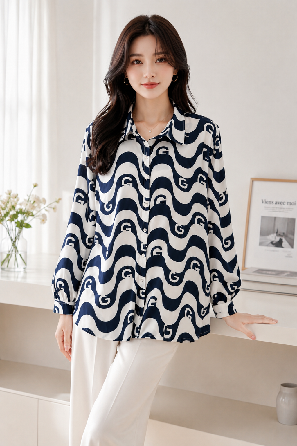 Korean Wave Print Shirt | Western Wear