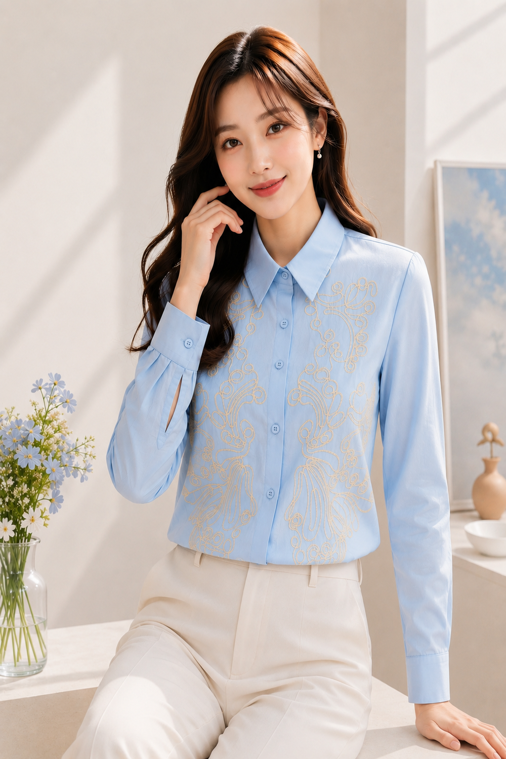 Korean Embroidered Shirt for Women | Western Wear
